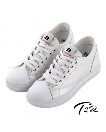 【T2R】時尚高質感隱形增高帆布鞋 ↑7cm 銀