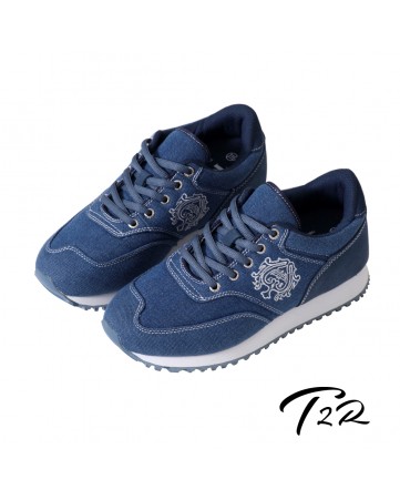 【T2R】 專利氣墊 隱形增高鞋 - 丹寧藍 增高6公分