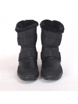 正韓 - 防風鋪棉保暖內鋪毛雪靴中筒靴短靴防滑底-黑
