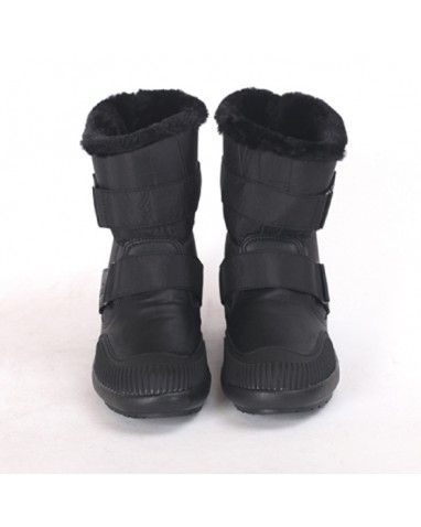 正韓 - 防風鋪棉保暖內鋪毛雪靴中筒靴短靴防滑底-黑