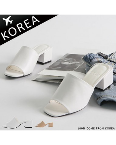 韓國空運 樂活夏日復古粗跟寬帶涼拖鞋 白 
