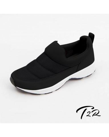【T2R手工訂製增高鞋】透氣網布拼接麂皮休閒隱形增高鞋-黑-增高5.5公分
